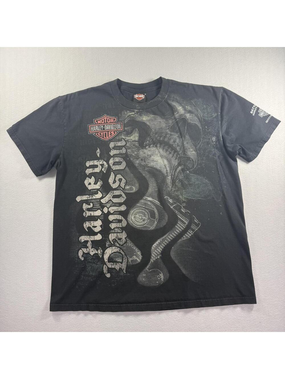 Harley Davidson T-Shirt Mens L/XL Skull Graphic Battlefield Gettysburg PA Tee